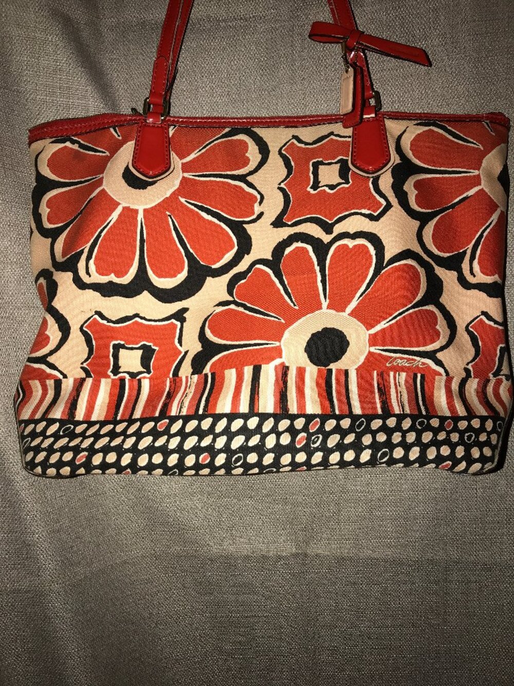 Coach Poppy Red Floral Tote Bag C1373-25125